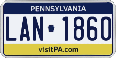 PA license plate LAN1860