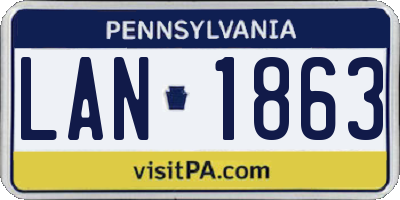 PA license plate LAN1863