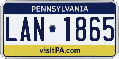 PA license plate LAN1865