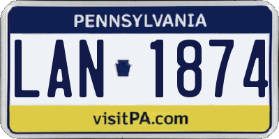 PA license plate LAN1874