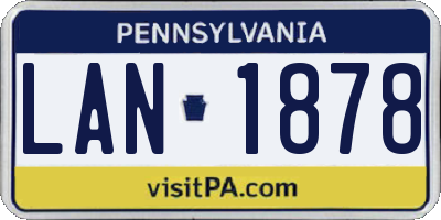 PA license plate LAN1878