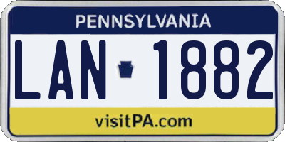 PA license plate LAN1882