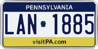 PA license plate LAN1885