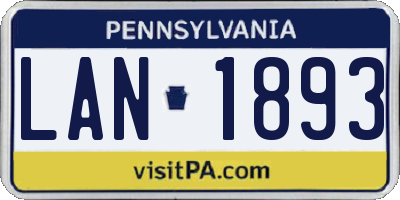 PA license plate LAN1893