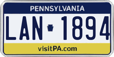 PA license plate LAN1894