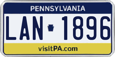 PA license plate LAN1896