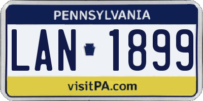 PA license plate LAN1899