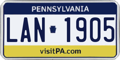 PA license plate LAN1905