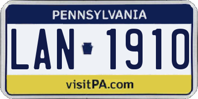 PA license plate LAN1910