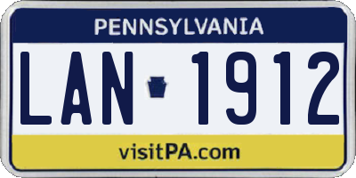 PA license plate LAN1912