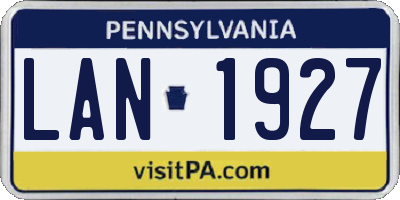 PA license plate LAN1927