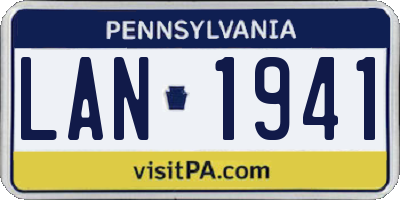 PA license plate LAN1941