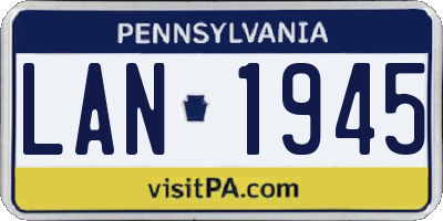 PA license plate LAN1945