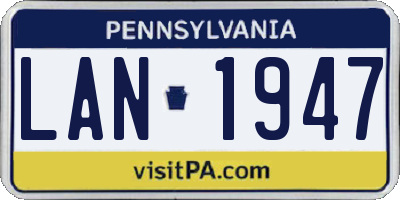 PA license plate LAN1947