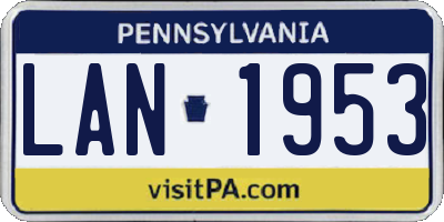 PA license plate LAN1953