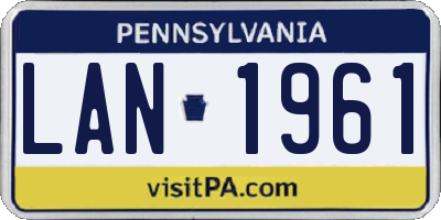 PA license plate LAN1961