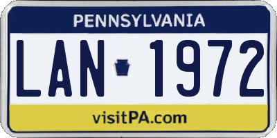 PA license plate LAN1972