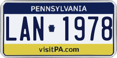 PA license plate LAN1978
