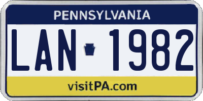 PA license plate LAN1982