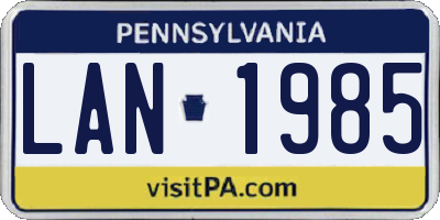 PA license plate LAN1985