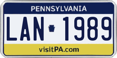 PA license plate LAN1989
