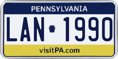 PA license plate LAN1990