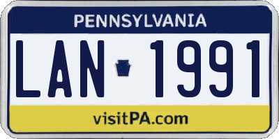 PA license plate LAN1991