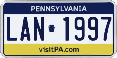 PA license plate LAN1997