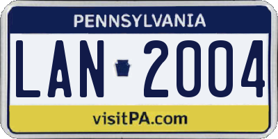 PA license plate LAN2004