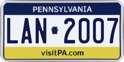 PA license plate LAN2007