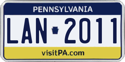 PA license plate LAN2011