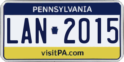 PA license plate LAN2015