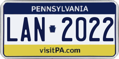 PA license plate LAN2022