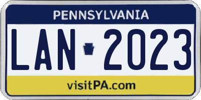 PA license plate LAN2023