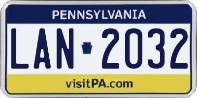 PA license plate LAN2032