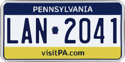 PA license plate LAN2041