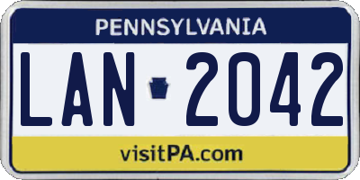 PA license plate LAN2042