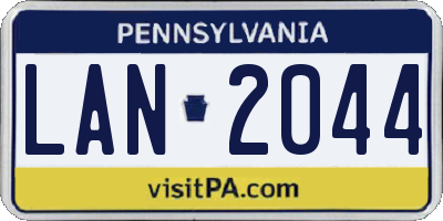 PA license plate LAN2044