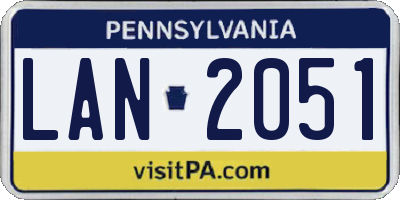 PA license plate LAN2051