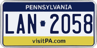 PA license plate LAN2058