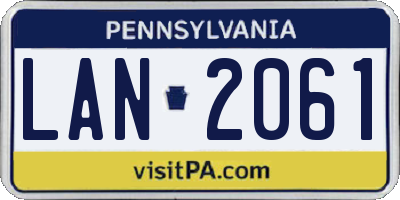 PA license plate LAN2061