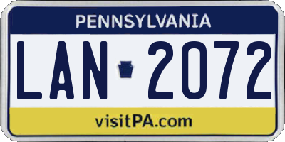 PA license plate LAN2072