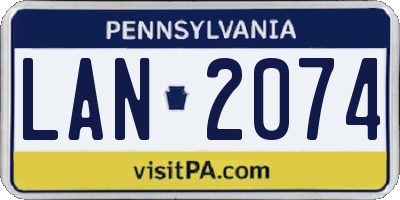PA license plate LAN2074