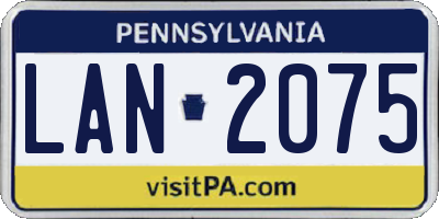 PA license plate LAN2075