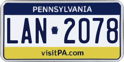 PA license plate LAN2078