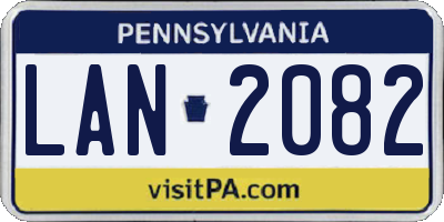 PA license plate LAN2082