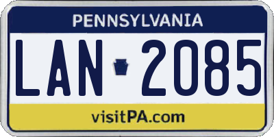 PA license plate LAN2085