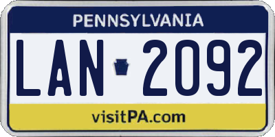 PA license plate LAN2092