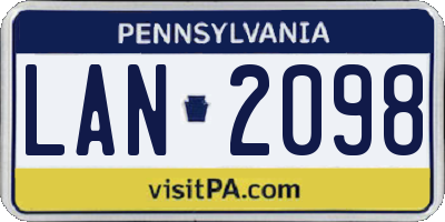 PA license plate LAN2098