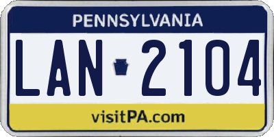 PA license plate LAN2104